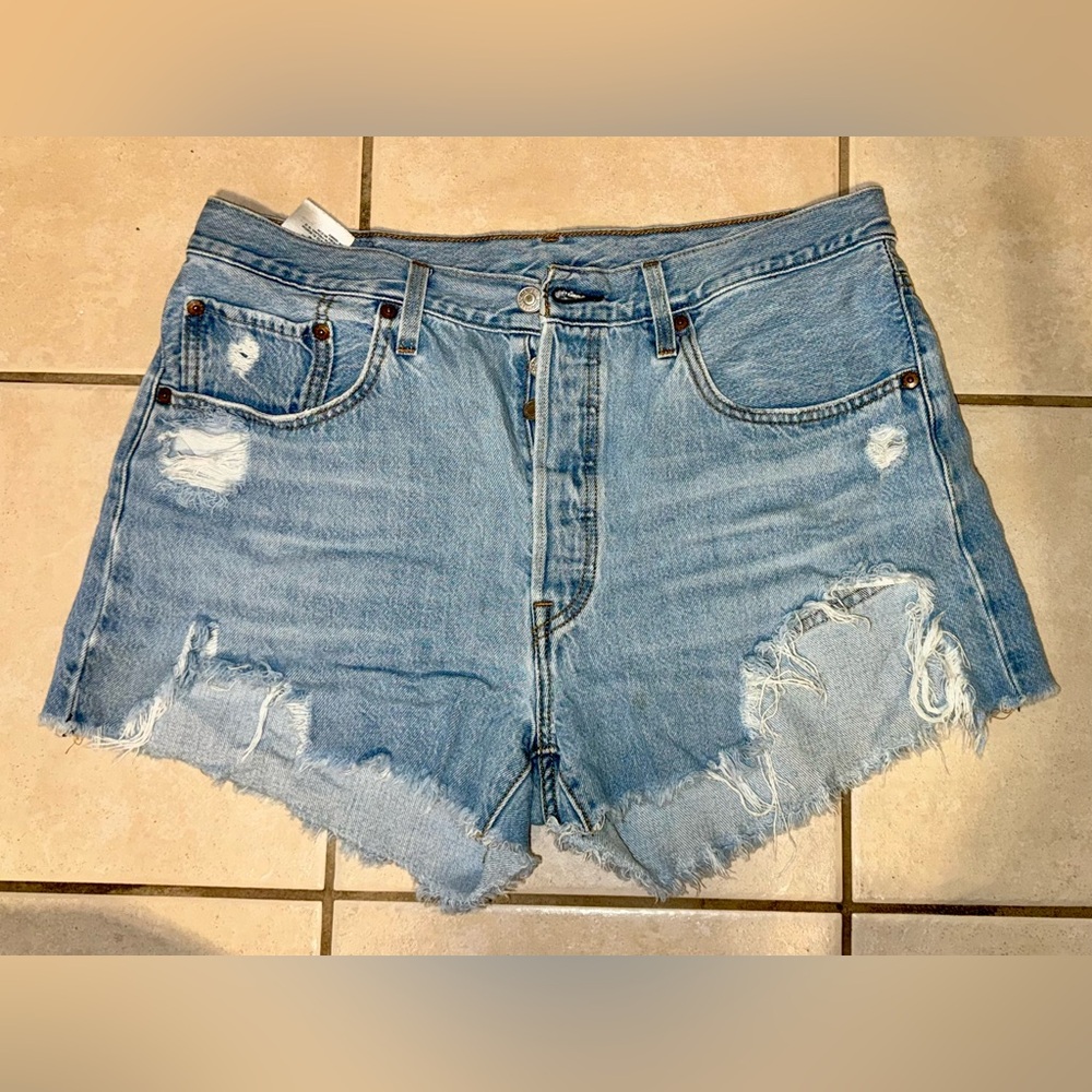 Levi's Blue Jean Shorts Distressed Cut-Off Style